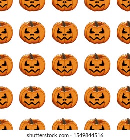 Illustration on theme big colored pattern Halloween, seamless orange pumpkin. Seamless pattern consisting of collection pumpkin, accessory at Halloween. Rare pattern Halloween from seamless pumpkin.
