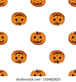 Illustration on theme big colored pattern Halloween, seamless orange pumpkin. Seamless pattern consisting of collection pumpkin, accessory at Halloween. Rare pattern Halloween from seamless pumpkin.