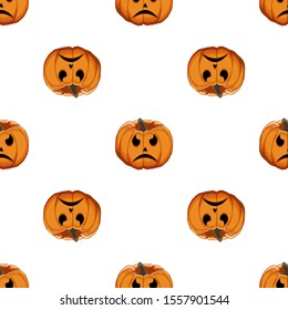 Illustration on theme big colored pattern Halloween, seamless orange pumpkin. Seamless pattern consisting of collection pumpkin, accessory at Halloween. Rare pattern Halloween from seamless pumpkin.