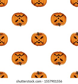 Illustration on theme big colored pattern Halloween, seamless orange pumpkin. Seamless pattern consisting of collection pumpkin, accessory at Halloween. Rare pattern Halloween from seamless pumpkin.