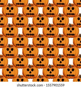 Illustration on theme big colored pattern Halloween, seamless orange pumpkin. Seamless pattern consisting of collection pumpkin, accessory at Halloween. Rare pattern Halloween from seamless pumpkin.