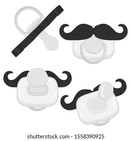 Illustration on theme big colored set baby pacifiers, dummy with rubber nipple. Baby pacifiers consisting of collection to newborn, good dummy nipple. Dummy nipple in pacifiers it baby care equipment.