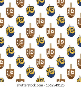 Illustration on theme big colored pattern Hanukkah, seamless set dreidel. Seamless pattern consisting of collection dreidel, accessory holiday Hanukkah. Seamless Hanukkah, pattern in old dreidel.