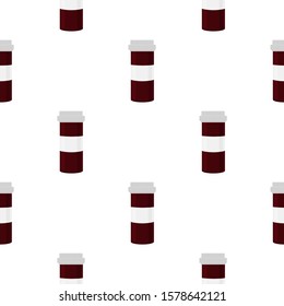 Illustration on theme big colored set different types of pills inside close jar. Pill pattern consisting of collection jars with quality control closed cap. Plastic jar open for drink laboratory pill.