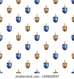 Illustration on theme big colored pattern Hanukkah, seamless set dreidel. Seamless pattern consisting of collection dreidel, accessory holiday Hanukkah. Seamless Hanukkah, pattern in old dreidel.