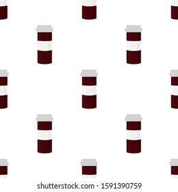 Illustration on theme big colored set different types of pills inside close jar. Pill pattern consisting of collection jars with quality control closed cap. Plastic jar open for drink laboratory pill.