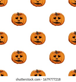 Illustration on theme big colored pattern Halloween, seamless orange pumpkin. Seamless pattern consisting of collection pumpkin, accessory at Halloween. Rare pattern Halloween from seamless pumpkin.