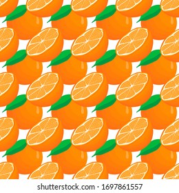 Illustration on theme big colored seamless orange, bright fruit pattern for seal. Fruit pattern consisting of beautiful seamless repeat orange. Simple colorful pattern fruit from seamless orange.
