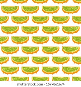 Illustration on theme big colored seamless kiwano, bright fruit pattern for seal. Fruit pattern consisting of beautiful seamless repeat kiwano. Simple colorful pattern fruit from seamless soft kiwano.
