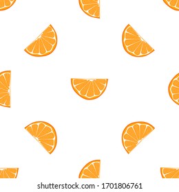Ilustración sobre el tema de color naranja sin costura, color claro patrón de fruta para foca. Patrón de frutas que consiste en una hermosa naranja reproducida sin fisuras. Frutos simples y coloridos a partir de naranja impecable.