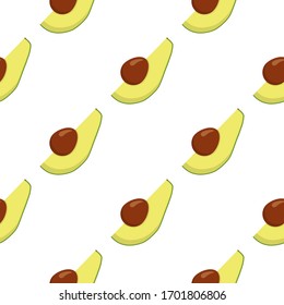 Illustration zum Thema große farbige nahtlose Avocado, helle Fruchtmuster für Robbe. Obstmuster, bestehend aus einem schönen nahtlosen Wiederholungs-Avocado. Einfache, farbenfrohe Musterfrucht aus nahtlosem Avocado.