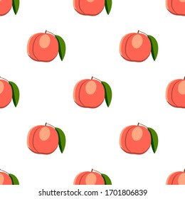 Illustration on theme big colored seamless peach, bright fruit pattern for seal. Fruit pattern consisting of beautiful seamless repeat peach. Simple colorful pattern fruit from seamless soft peach.