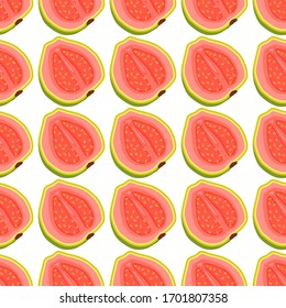 Illustration on theme big colored seamless guava, bright fruit pattern for seal. Fruit pattern consisting of beautiful seamless repeat guava. Simple colorful pattern fruit from seamless soft guava.