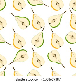 Illustration on theme big colored seamless pear, bright fruit pattern for seal. Fruit pattern consisting of beautiful seamless repeat pear. Simple colorful pattern fruit from seamless pear.