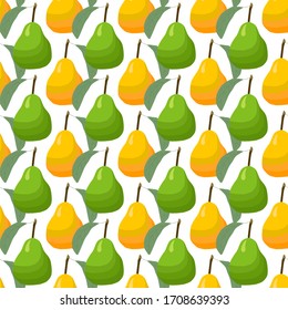 Illustration on theme big colored seamless pear, bright fruit pattern for seal. Fruit pattern consisting of beautiful seamless repeat pear. Simple colorful pattern fruit from seamless pear.