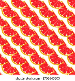 Illustration on theme big colored seamless grapefruit, bright fruit pattern for seal. Fruit pattern consisting of beautiful seamless repeat grapefruit. Simple pattern fruit from seamless grapefruit.