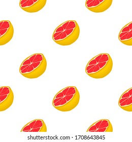 Illustration zum Thema große farbige, nahtlose Pampelmuse, helle Fruchtmuster für den Siegel. Fruchtmuster, bestehend aus schönen, nahtlosen, wiederholten Grapefruit. Einfache Musterfrucht aus nahtlosen Pampelmusen.