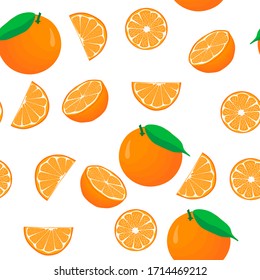 Illustration on theme big colored seamless orange, bright fruit pattern for seal. Fruit pattern consisting of beautiful seamless repeat orange. Simple colorful pattern fruit from seamless orange.