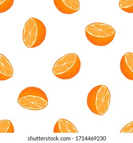 Illustration on theme big colored seamless orange, bright fruit pattern for seal. Fruit pattern consisting of beautiful seamless repeat orange. Simple colorful pattern fruit from seamless orange.