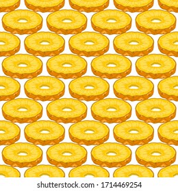 Ilustración sobre el tema de la piña sin costuras de color grande, patrón de fruta brillante para la foca. Patrón de frutas que consiste en una hermosa piña reproducida sin fisuras. Sencillo patrón colorido fruta piña sin fisuras.