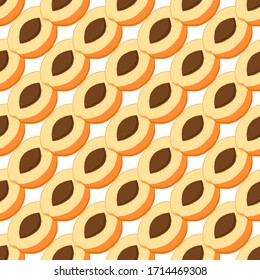 Ilustración sobre el tema de albaricoque sin costura, patrón de fruta brillante para foca. Patrón de frutas que consiste en un bello albaricoque de repetición sin fisuras. Frutos simples y coloridos de albaricoque sin fisuras.