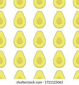 Ilustración sobre el tema de gran color aguacate sin fisuras, patrón de fruta brillante para sello. Patrón de frutas que consiste en un bello aguacate de repetición sin fisuras. Simple y colorido fruto del aguacate sin fisuras.