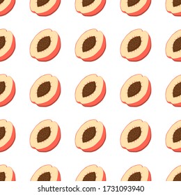 Illustration on theme big colored seamless peach, bright fruit pattern for seal. Fruit pattern consisting of beautiful seamless repeat peach. Simple colorful pattern fruit from seamless soft peach.
