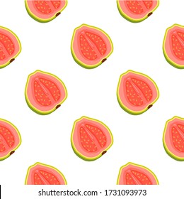 Illustration on theme big colored seamless guava, bright fruit pattern for seal. Fruit pattern consisting of beautiful seamless repeat guava. Simple colorful pattern fruit from seamless soft guava.
