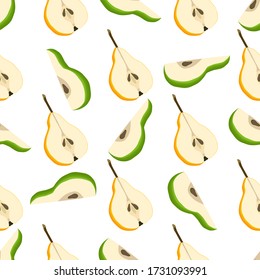 Illustration on theme big colored seamless pear, bright fruit pattern for seal. Fruit pattern consisting of beautiful seamless repeat pear. Simple colorful pattern fruit from seamless pear.