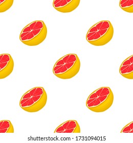Illustration on theme big colored seamless grapefruit, bright fruit pattern for seal. Fruit pattern consisting of beautiful seamless repeat grapefruit. Simple pattern fruit from seamless grapefruit.