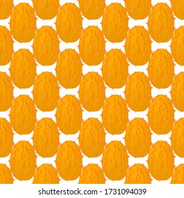 Ilustración sobre el tema kiwano sin costuras de color grande, patrón de fruta brillante para foca. Patrón de fruta consistente en un hermoso kiwano repitido sin costura. Frutos de patrón simple y colorido de kiwano suave sin costura.