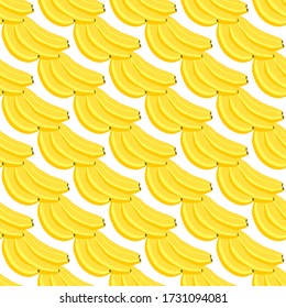 Ilustración sobre el tema plátano sin soldadura de color grande, patrón de fruta brillante para foca. Patrón de fruta consistente en un hermoso plátano de repetición sin costura. Sencillo y colorido fruto del plátano sin soldadura.