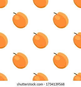 Ilustración sobre el tema albaricoque sin costuras de color grande, patrón de fruta brillante para foca. Patrón de fruta consistente en un hermoso albaricoque de repetición sin costura. 