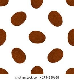 Illustration on theme big colored seamless coconut, bright fruit pattern for seal. Fruit pattern consisting of beautiful seamless repeat coconut. Simple colorful pattern fruit seamless soft coconut.