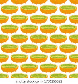 Illustration on theme big colored seamless kiwano, bright fruit pattern for seal. Fruit pattern consisting of beautiful seamless repeat kiwano. Simple colorful pattern fruit from seamless soft kiwano.