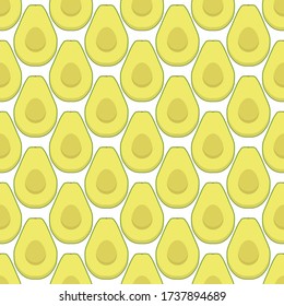 Illustration on theme big colored seamless avocado, bright fruit pattern for seal. Fruit pattern consisting of beautiful seamless repeat avocado. Simple colorful pattern fruit from seamless avocado.