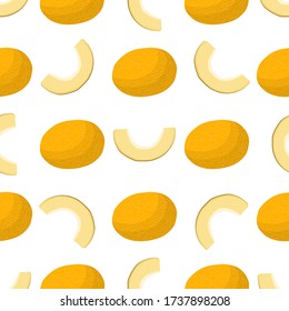 Illustration on theme big colored seamless melon, bright fruit pattern for seal. Fruit pattern consisting of beautiful seamless repeat melon. Simple colorful pattern fruit from seamless soft melon.