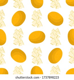 Ilustración sobre el tema del melón sin costuras de color grande, patrón de fruta brillante para foca. Patrón de fruta consistente en un bello melón reproducido sin costura. Sencillo fruto de patrón colorido a partir de un melón suave sin fisuras.