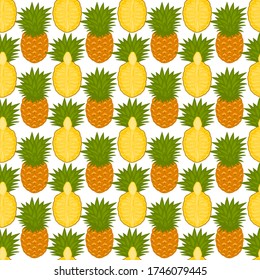Illustration on theme big colored seamless pineapple, bright fruit pattern for seal. Fruit pattern consisting of beautiful seamless repeat pineapple. Simple colorful pattern fruit seamless pineapple.