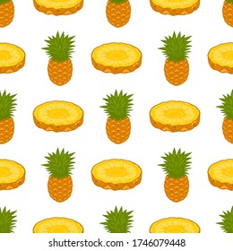 Illustration zum Thema große farbige nahtlose Ananas, helle Fruchtmuster für den Siegel. Fruchtmuster bestehend aus schönen nahtlosen Ananas. Einfache farbige Muster Frucht nahtlose Ananas.