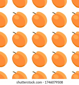 Ilustración sobre el tema albaricoque sin costuras de color grande, patrón de fruta brillante para foca. Patrón de fruta consistente en un hermoso albaricoque de repetición sin costura. Frutos simples de patrón colorido de albaricoque sin soldadura.