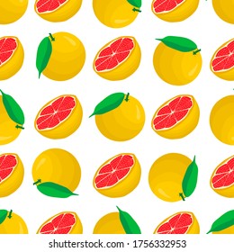 Illustration on theme big colored seamless grapefruit, bright fruit pattern for seal. Fruit pattern consisting of beautiful seamless repeat grapefruit. Simple pattern fruit from seamless grapefruit.
