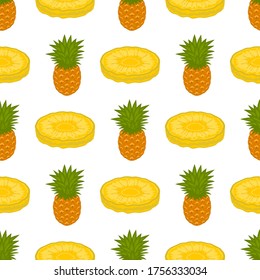 Illustration on theme big colored seamless pineapple, bright fruit pattern for seal. Fruit pattern consisting of beautiful seamless repeat pineapple. Simple colorful pattern fruit seamless pineapple.