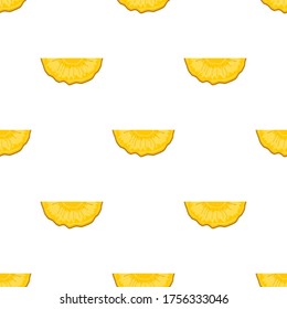 Ilustración sobre el tema de la piña sin soldadura de color grande, patrón de fruta brillante para la foca. Patrón de fruta consistente en una hermosa piña repetida sin costura. Sencillo patrón colorido fruta piña sin soldadura.