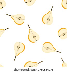 Illustration on theme big colored seamless pear, bright fruit pattern for seal. Fruit pattern consisting of beautiful seamless repeat pear. Simple colorful pattern fruit from seamless pear.