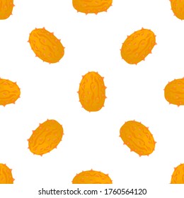 Illustration on theme big colored seamless kiwano, bright fruit pattern for seal. Fruit pattern consisting of beautiful seamless repeat kiwano. Simple colorful pattern fruit from seamless soft kiwano.