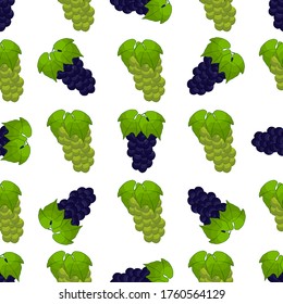 Ilustración sobre el tema de la uva sin costura de color grande, patrón de baya brillante para foca. Patrón de cerezo consistente en una hermosa uva repetida sin costura. Berry de patrón simple y colorido a partir de uva suave sin fisuras.