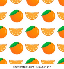 Illustration on theme big colored seamless orange, bright fruit pattern for seal. Fruit pattern consisting of beautiful seamless repeat orange. Simple colorful pattern fruit from seamless orange.