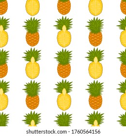 Illustration on theme big colored seamless pineapple, bright fruit pattern for seal. Fruit pattern consisting of beautiful seamless repeat pineapple. Simple colorful pattern fruit seamless pineapple.