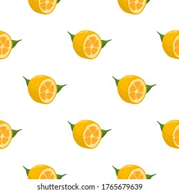 Illustration on theme big colored seamless kumquat, bright fruit pattern for seal. Fruit pattern consisting of beautiful seamless repeat kumquat. Simple colorful pattern fruit from seamless kumquat.